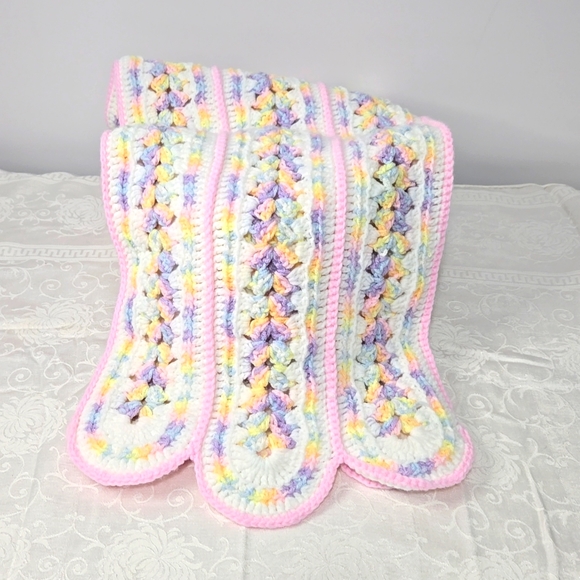 Crocheted Baby Blanket Other - NWOT Baby Blanket Homemade Crocheted. Pink, Purple, and Yellow.